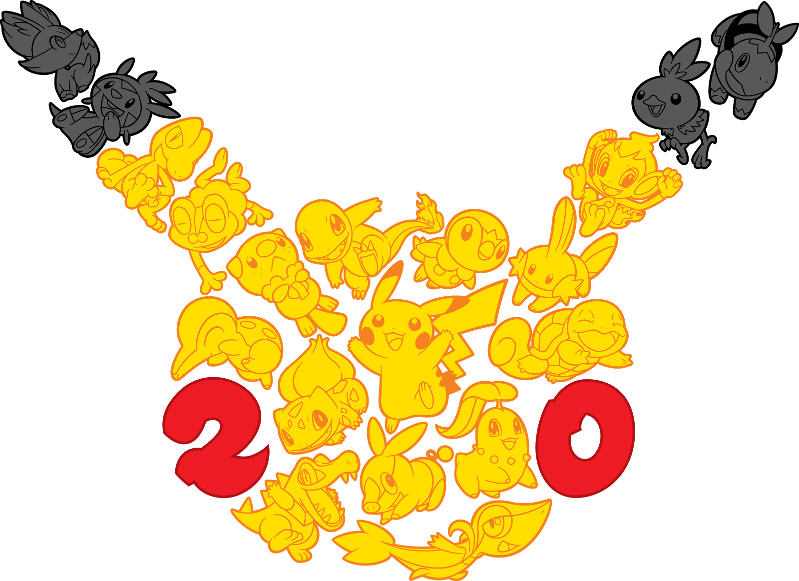 Pin By Kayla Fox On Unsorted Silhouettes - Pokemon 20 Anniversary (1600x1163), Png Download