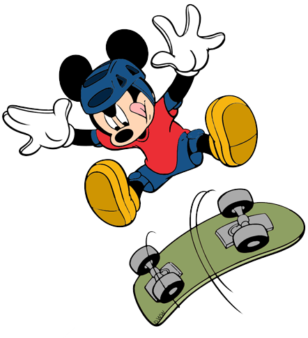 Clip Art Disney Galore Skateboarding Mischievous - Mickey Mouse (442x485), Png Download
