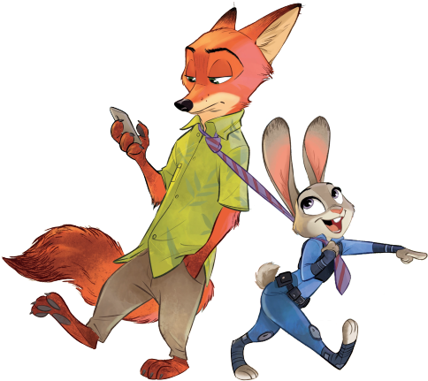 If Zootopia Was Traditionally Hand Drawn Animated - Judy Hopps And Nick Wilde 2d (500x449), Png Download