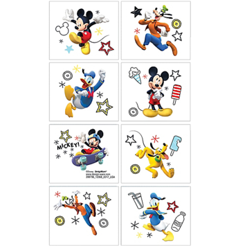 Mickey Mouse On The Go Temporary Tattoos - Walt Disney Sticker Adhésif Mural Autocollant - Mickey (353x480), Png Download