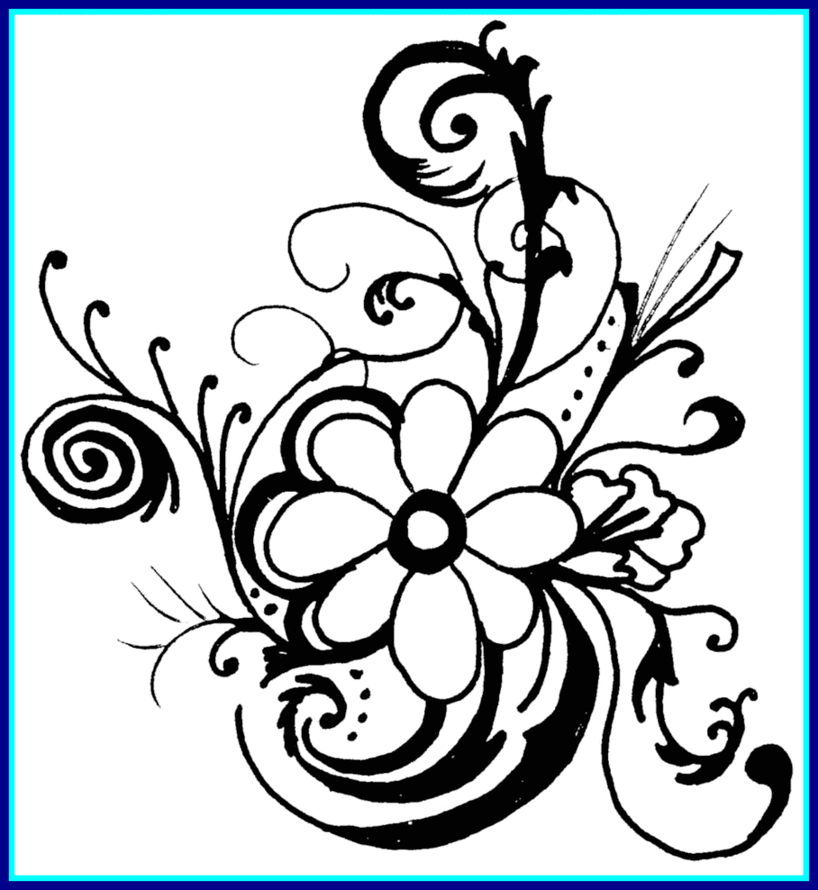 Free Unbelievable Hawaiian Flower Clip Art Borders - Black And White Flowers Clip Art (908x988), Png Download