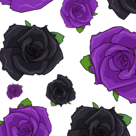 Purple And Black Roses Fabric By Zellykat On Spoonflower - Black Rose (470x470), Png Download