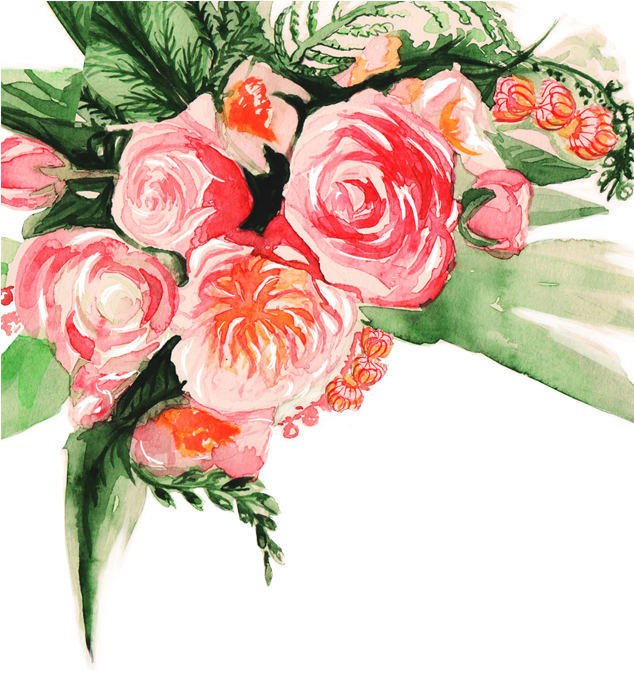 Flower Watercolor - Flower Bouquet (1039x1736), Png Download