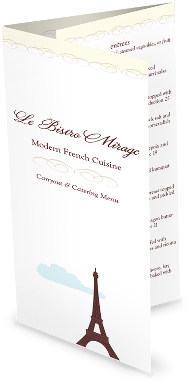Eiffel Tower Trifold Menu - Folded Menu (900x900), Png Download