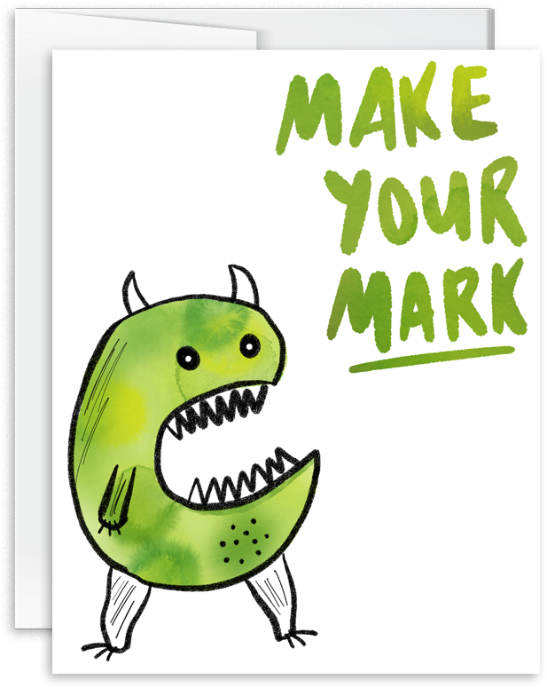 Make Your Mark Watercolor Monster Greeting Card - Greeting Card (1000x1000), Png Download