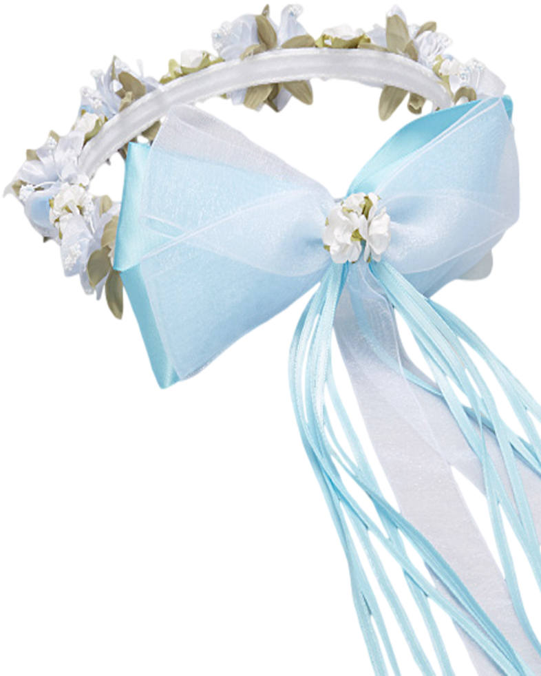 Light Blue Floral Crown Wreath Handmade With Silk Flowers, - Satin (800x1100), Png Download