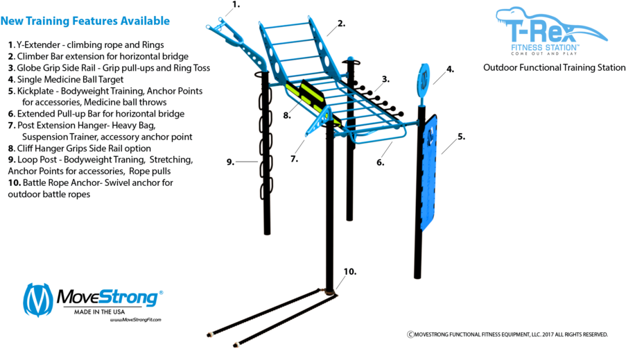Trex 4 Post Outdoor Fitness Equipment New Features - Exercise Equipment (1000x541), Png Download