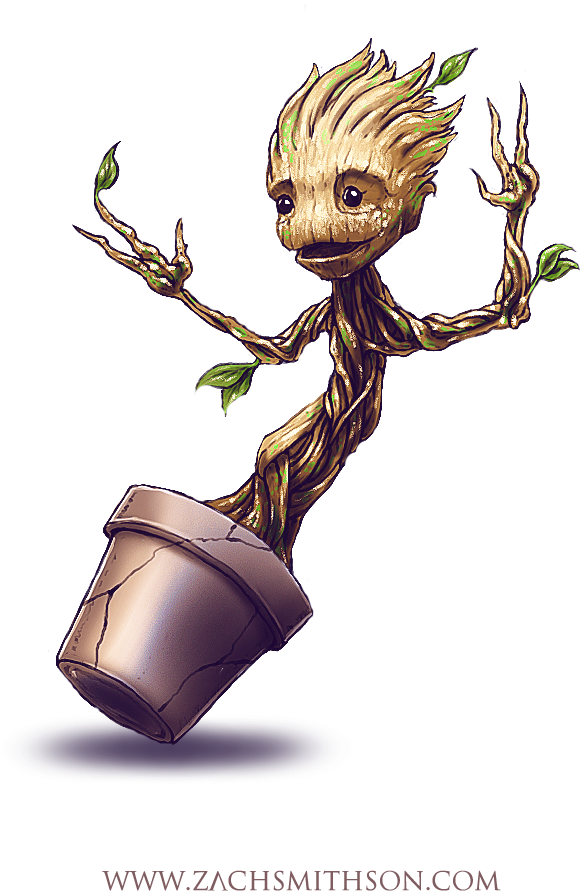 Groot By Zachsmithson - Am Groot (703x989), Png Download