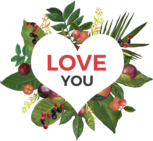 Flowers Decoration Heart Shape With Tropical Leaves, - Leaf (640x640), Png Download