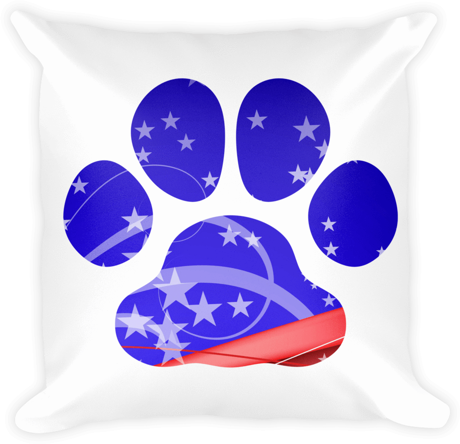 Paw Patriotic Shape Decorative Pillow - Paw (1000x1000), Png Download