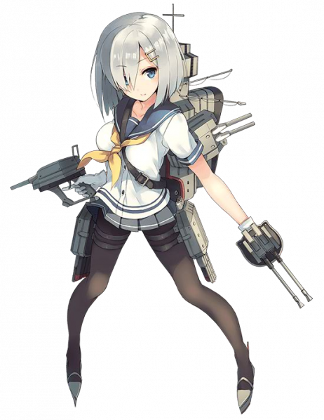 Spoiler - Images - Hamakaze Kancolle (462x598), Png Download