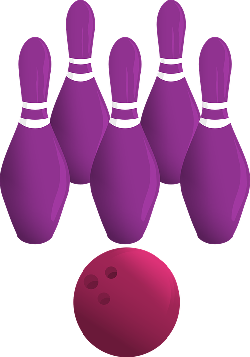 Purple Bowling Pin Clipart - Purple Bowling Pins (506x720), Png Download