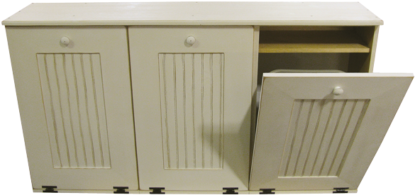 3 Unit Large Trash Bin - Three Bin Trash Cabinet (600x290), Png Download