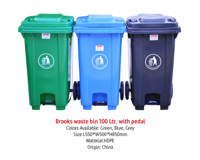 Garbage Bin 100 Liter With Pedal - Waste Container (400x400), Png Download
