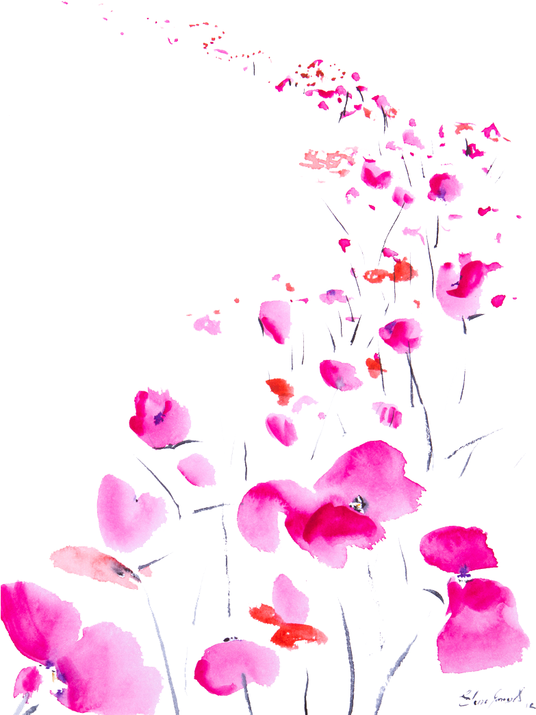 "momentos Rosas" Amapolas Rosas De La Serie "camino - Painting (787x1113), Png Download