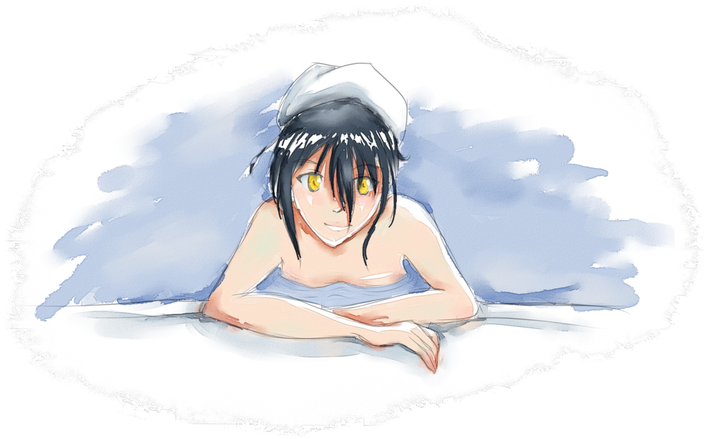 Bath Drawing Anime Graphic Stock - Drawing (1024x717), Png Download