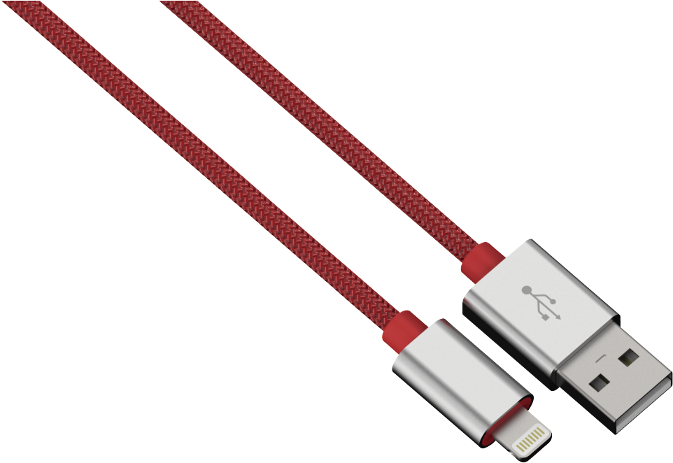 "color Line" Charging/data Cable, Lightning, Aluminium, - Hama Cable Lightning 1.0 M Colorline Red (1100x1100), Png Download