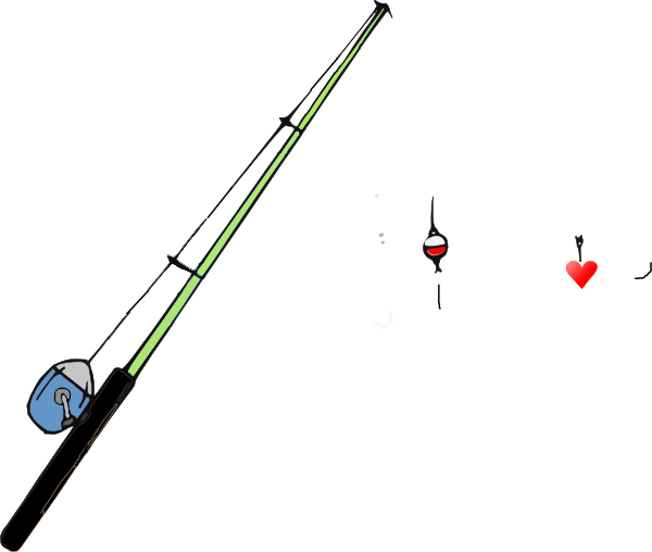 How To Set Use Fishing Pole Heart Clipart (600x508), Png Download
