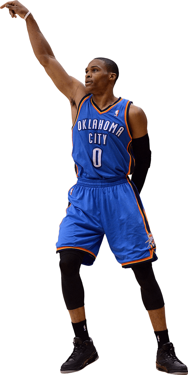 Russell Westbrook After Shot - Russell Westbrook Png 2016 (600x1197), Png Download