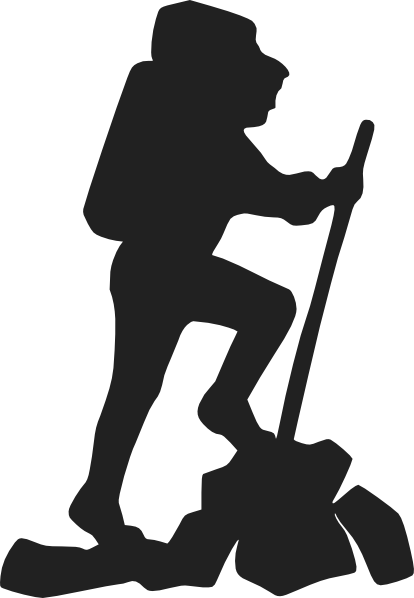 Mountain Hiking Clip Art - Hiker Clipart (414x598), Png Download
