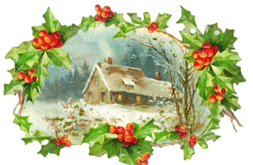 Winter Houses - Vintage Holiday (500x328), Png Download