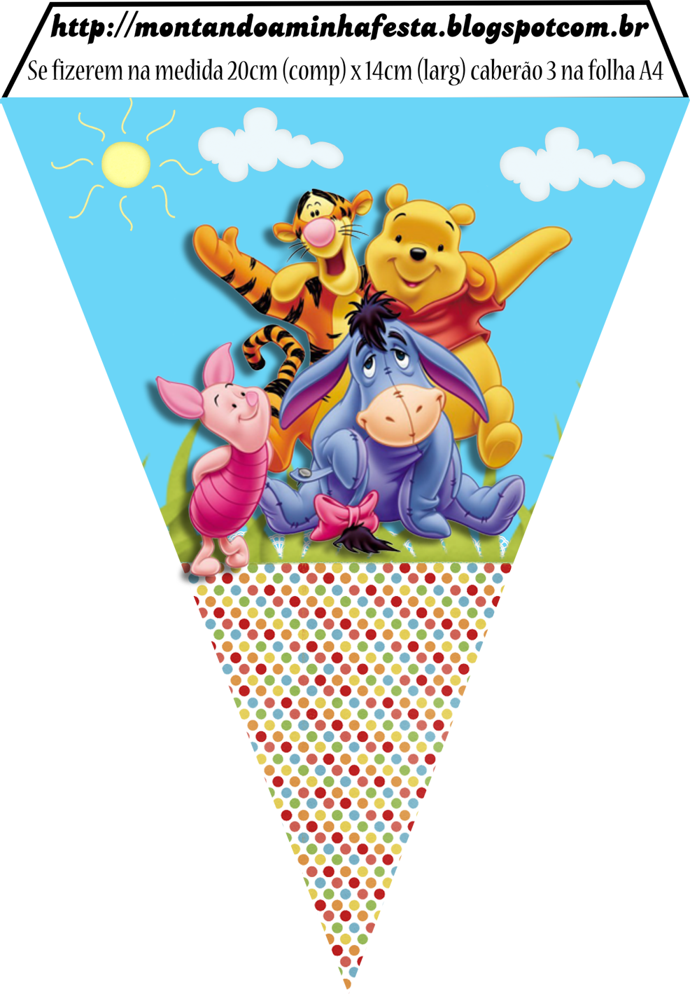 Bandeirola Pooh - 1/4 Sheet Winnie The Pooh Characters Edible Frosting (986x1419), Png Download