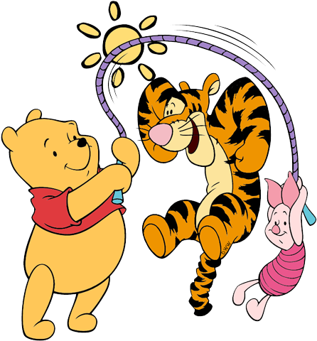 Winnie The Pooh & Friends Clip Art - Winnie The Pooh Playing (450x488), Png Download