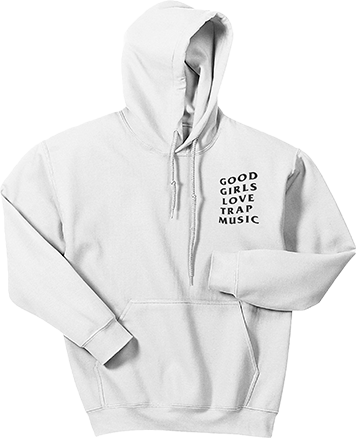 White Hoodie With Small Black Logo Front / Big Black - Grey Light Blue Hoodie (356x438), Png Download