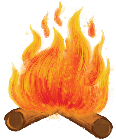 Royalty Free Download Full Color Camp Pablo Palacios - Fire (384x458), Png Download
