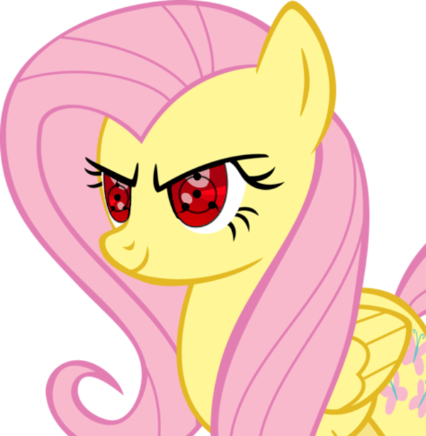 Phoenixkatfury, Fluttershy, Naruto, Safe, Sharingan, - My Little Pony Sharingan (474x484), Png Download