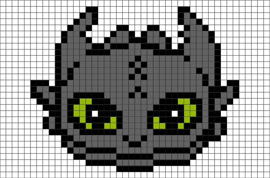 2 Download The Template - Night Fury Dragon Minecraft Pixelart (880x581), Png Download