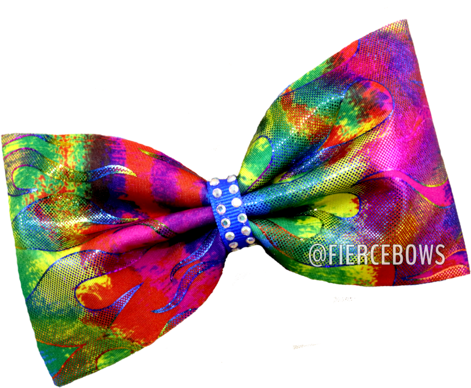 Rainbow Flames Tailless Bow - Circle (480x480), Png Download