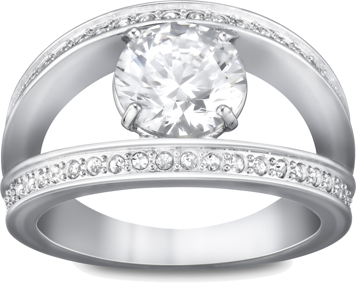 Silver Ring With Diamond Png Image - Vitality White Ring Swarovski (1195x951), Png Download