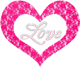 Love Hearts With Lace & Rhinestone Materials - Heart (415x415), Png Download