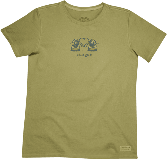 Women's Lace Heart Boots Crusher Tee - Life Is Good Shirts About Hiking (570x570), Png Download