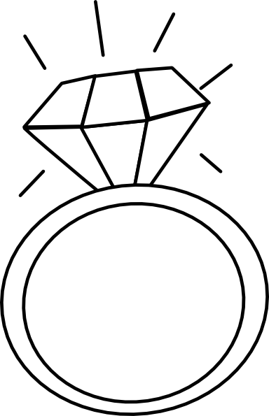 Ring Clipart Black And White - White Engagement Ring Clipart Png (384x595), Png Download
