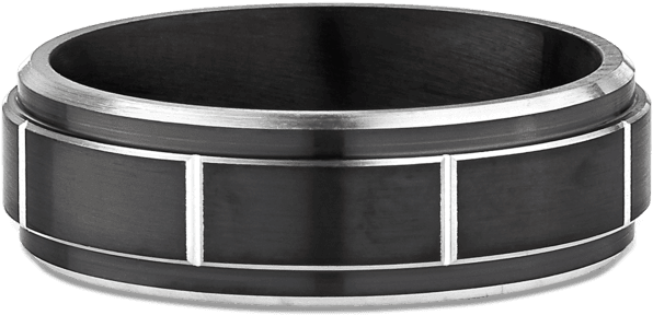 The Dark Color Is Ideal For Men Who Are Not Used To - Men's Black Paneled Cobalt Chrome Wedding Band (7mm) (640x430), Png Download