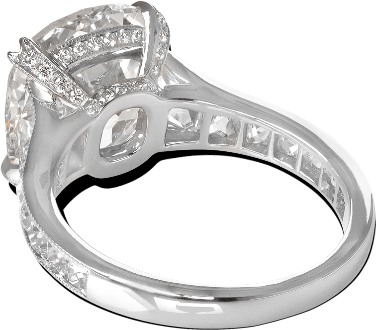 Ring Audrey Cushion Diamond French Cut Diamonds Platinum - Pre-engagement Ring (1000x1000), Png Download