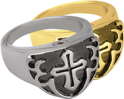 Men's Cross Ring- Black Wholesale Pet Jewelry Shown - Pet Cremation Jewelry: Men's Cross Ring- Black Pendant (500x500), Png Download