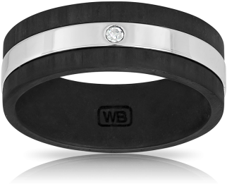 Men's Cubic Zirconia Ring With Black Ip Made In Stainless - Wallace Bishop Mens Rings (400x400), Png Download