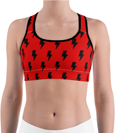 Red & Black Lightning Bolts Sports - Bra (462x462), Png Download