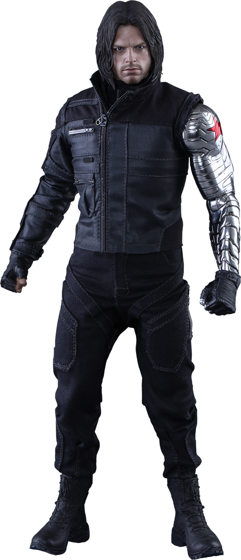 Bucky Civil War Hot Toys Figurine - Capitan America Civil War Winter Soldier (480x1115), Png Download