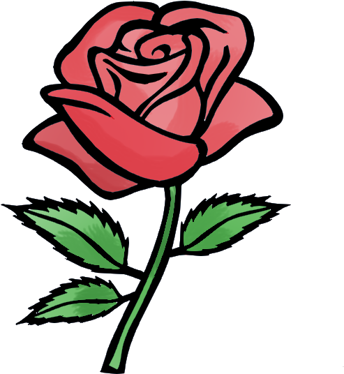 Pictures Of Cartoon Roses - Red Rose Easy Drawing (554x565), Png Download