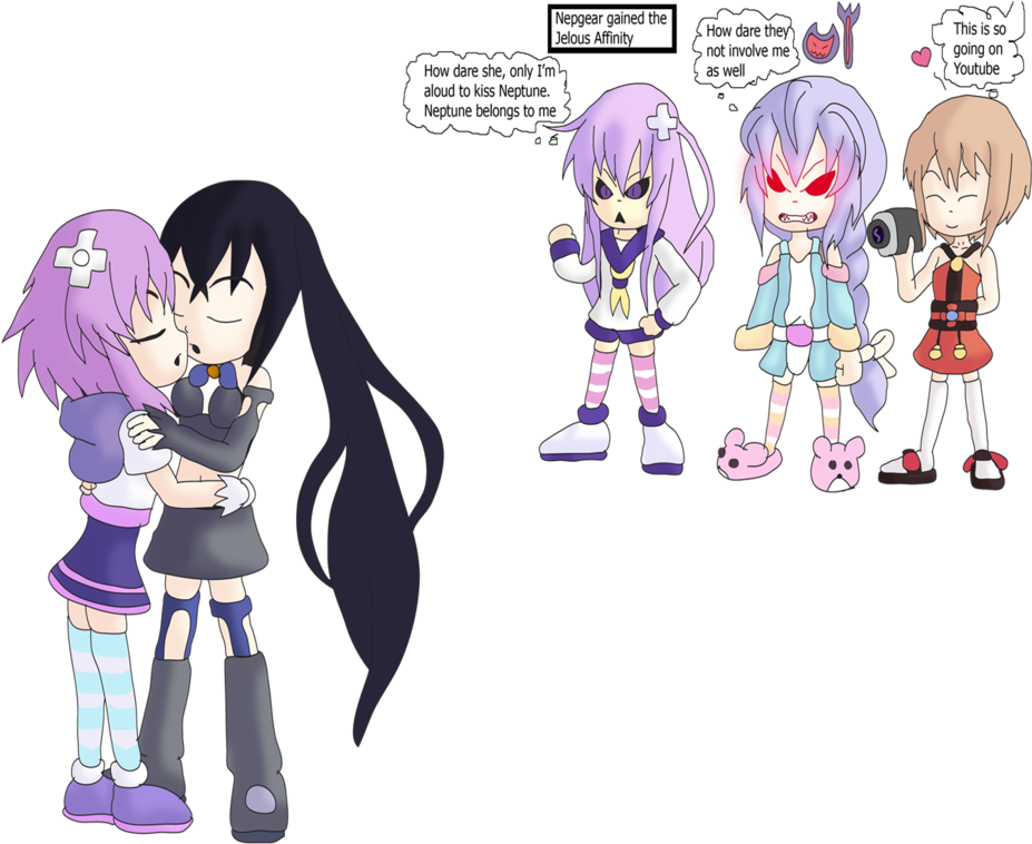 Neptune X Noire By Skye Izumi-d6d7k2h - Hyperdimension Neptunia Blanc X Neptune (990x807), Png Download