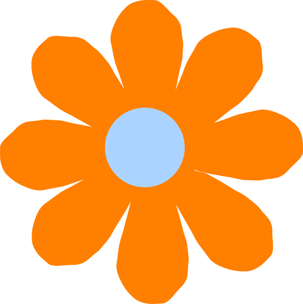 Orange Flower Clip Art At Clker - Flower Clipart (594x597), Png Download