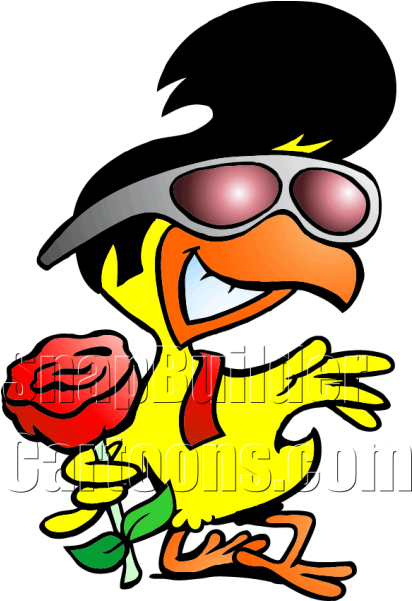 En With Sungles Holding Rose Flower - Elvis Chicken (600x600), Png Download