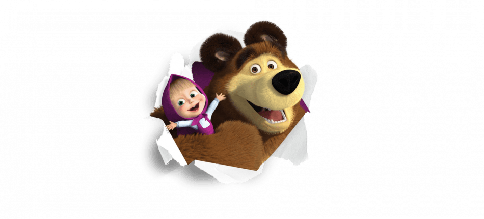 Masha & The Bear - Masha And Bear Cake Topper Edible Frosting (950x430), Png Download