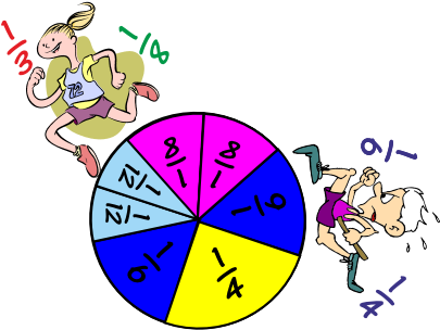 Fraction Circle Race Game - Fractions Clipart (420x344), Png Download