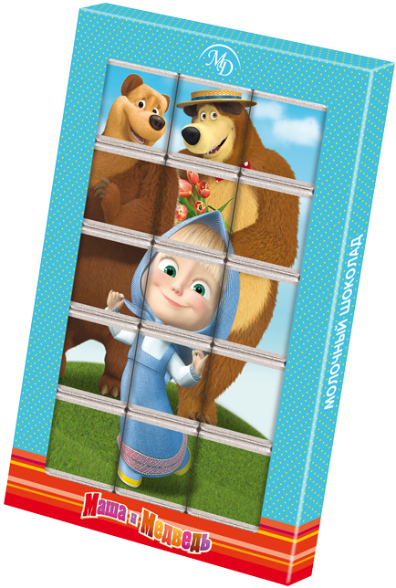 Chocolate Puzzle «masha And The Bear» 75gr/12 Pcs Milk - (16+) Монетный Двор Маша И Медведь Набор Молочного (700x700), Png Download