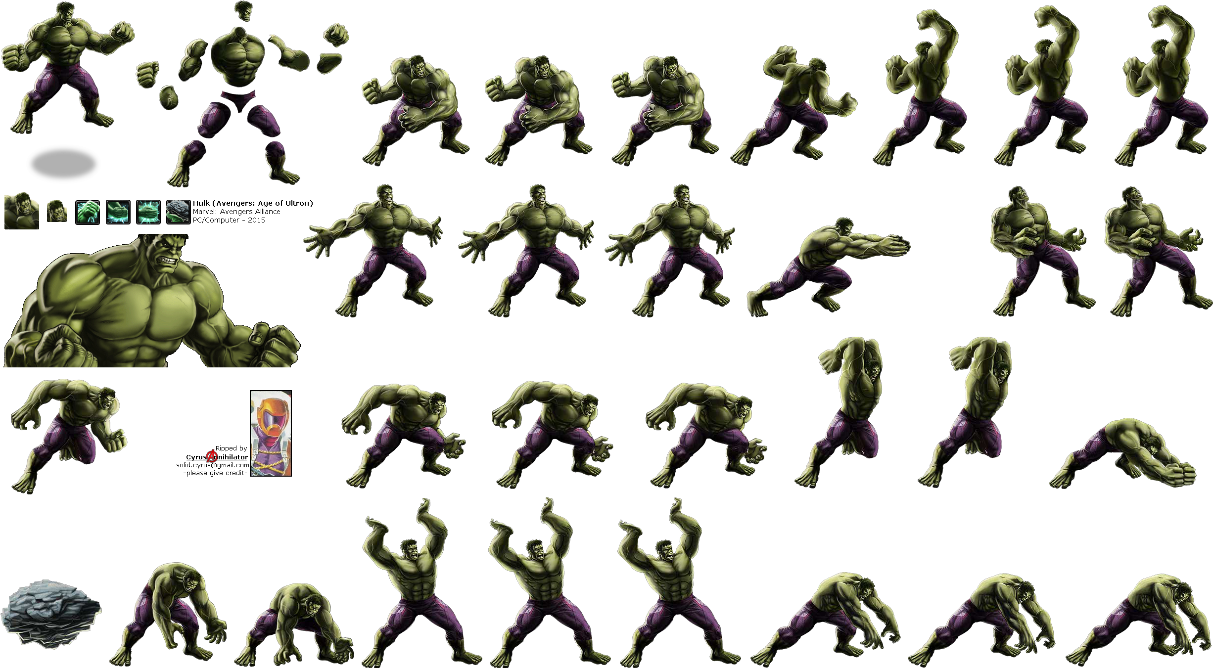 Click To View Full Size - Hulk Marvel Avengers Alliance Sprite (2465x1357), Png Download